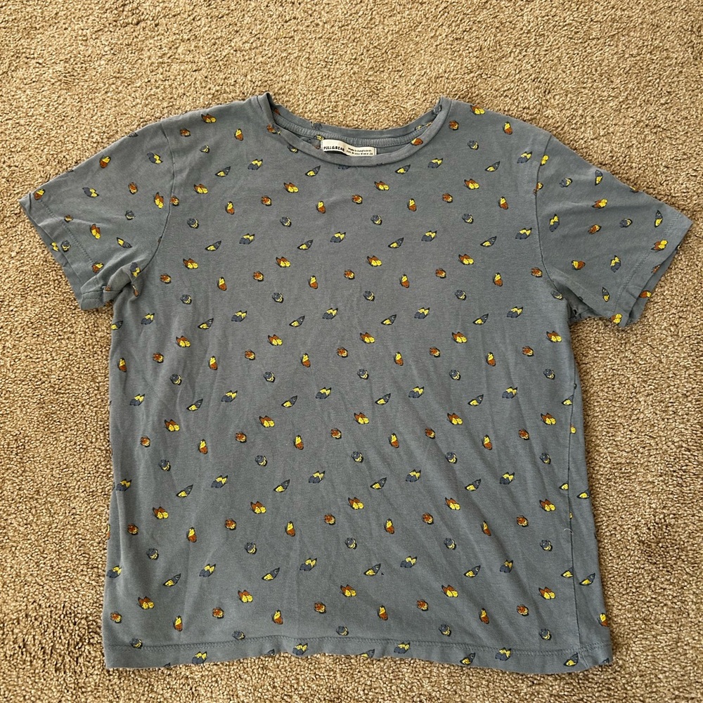 Pull&Bear Blue Butterfly Tee